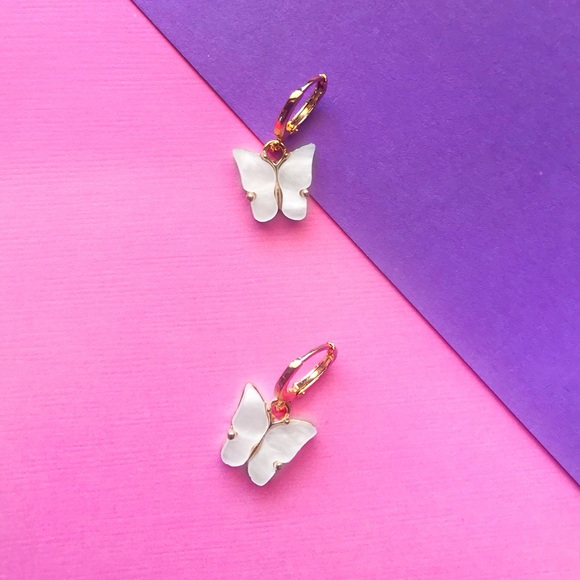Y2K Coquette Girl 90’s Butterfly Hoops Earrings, Dainty pastel Daily Jewelry - Picture 7 of 10